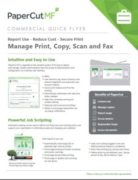 Commercial Flyer Cover, Papercut MF, Advanced Office Copiers, Cleveland, Akron, Ohio, OH, Copier, Printer, MFP, Sharp, Kyocera, KIP, HP, Brother