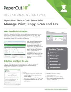 Education Flyer Cover, Papercut MF, Advanced Office Copiers, Cleveland, Akron, Ohio, OH, Copier, Printer, MFP, Sharp, Kyocera, KIP, HP, Brother